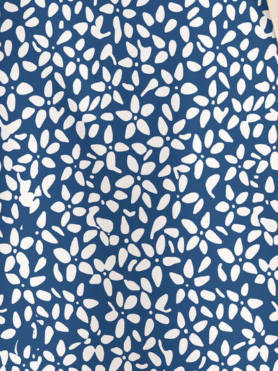 Himmelblaues V-Ausschnitt Blumenmuster Kleid - Mia