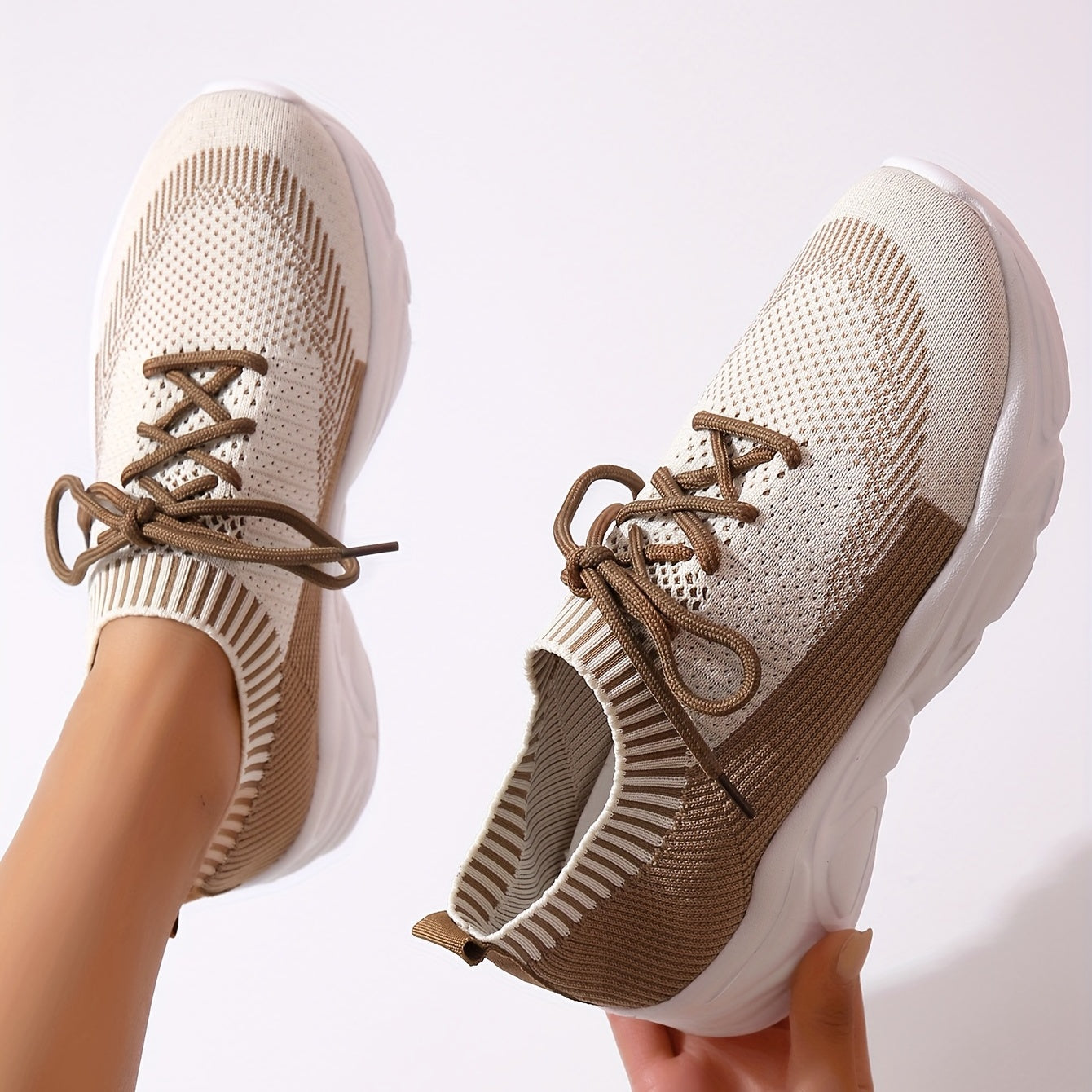Braune Strick Sneaker - Lisa