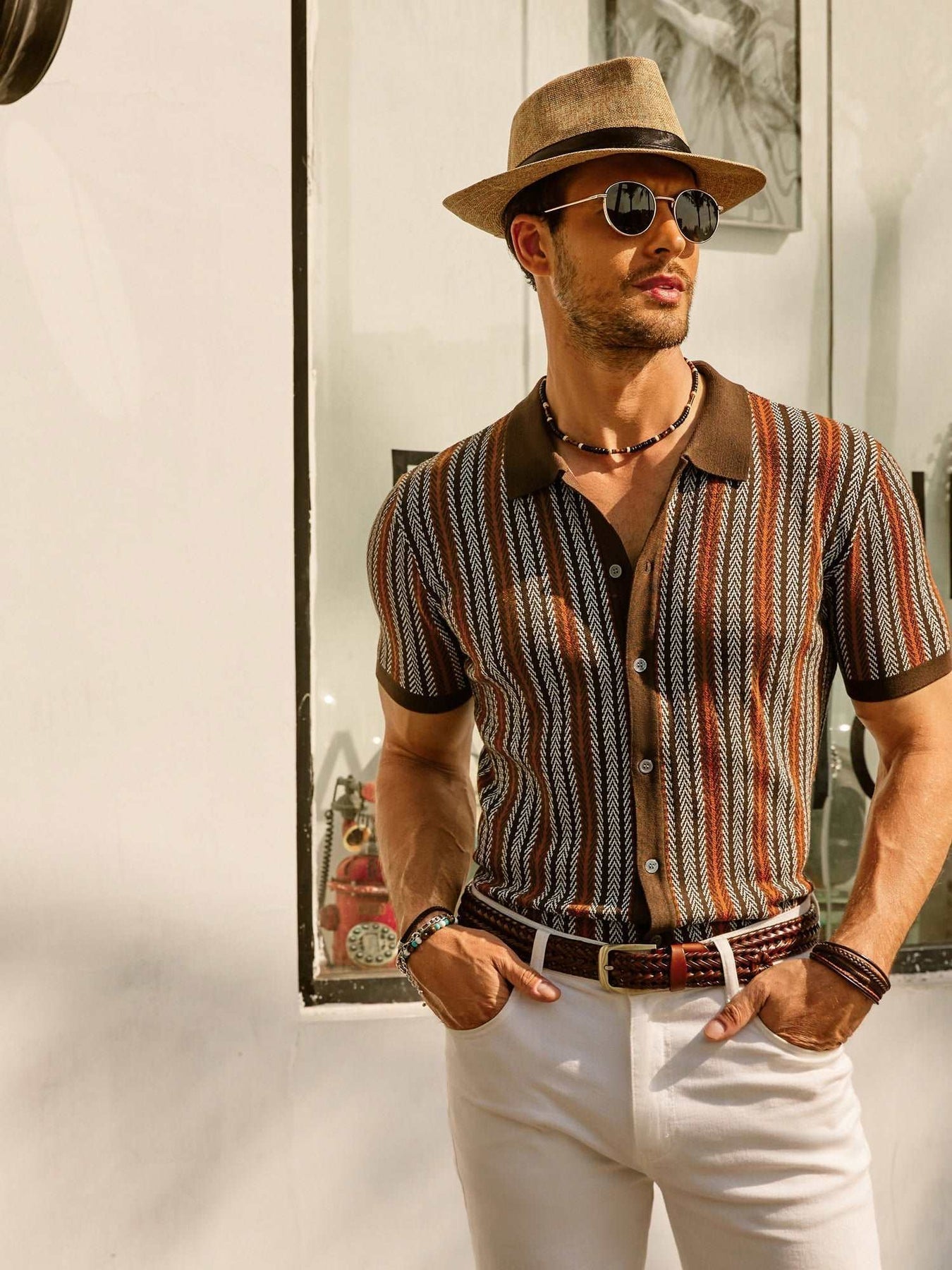 Erwin  | Retro 70S Vintage gestreiftes Hemd