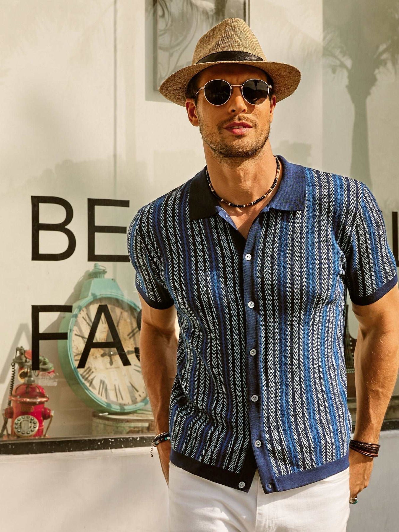 Erwin  | Retro 70S Vintage gestreiftes Hemd