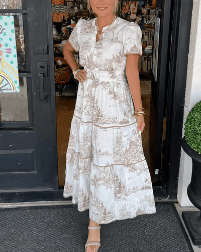 Solene - Boho Chic V-Ausschnitt Blumen Maxikleid