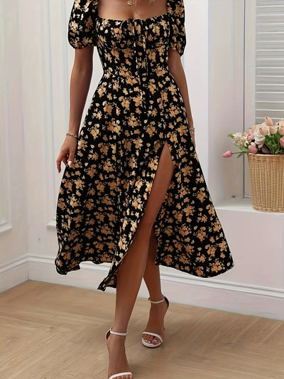 Gelbes Blumenprint-Kleid - Sophie