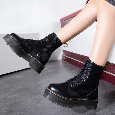 Elinor | Elegante Plateaustiefel aus Leder – Stilvolle Schuhe mit Komfort