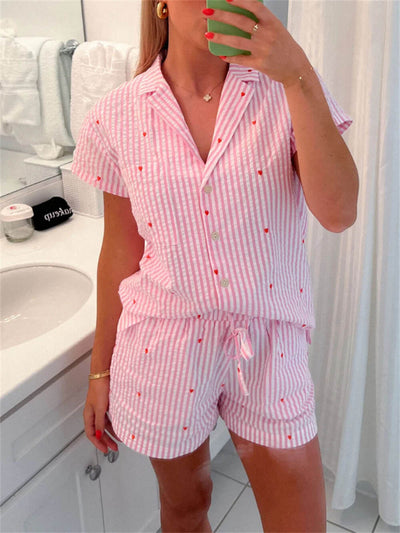 Blauer Shorts Pyjama-Set - Laura