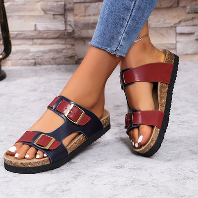 Olivegrüne Sandalen mit Korkfußbett - Lena