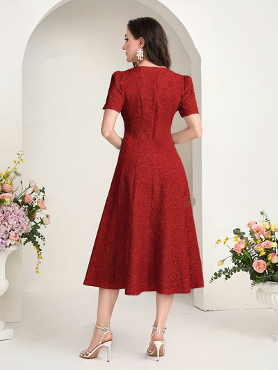 Fliederfarbenes Kleid mit Puffärmeln - Clara