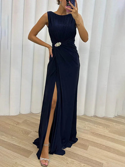 Kendra - Zeitloses, figurbetontes Maxi-Kleid mit Schlitz