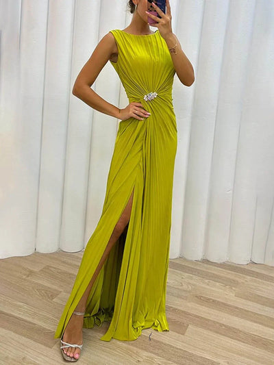 Kendra - Zeitloses, figurbetontes Maxi-Kleid mit Schlitz
