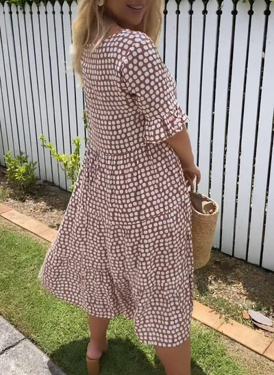 Rebecca - Lässiges Chic Midi-Kleid mit Rüschenärmeln