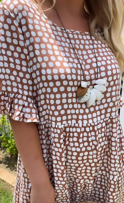 Rebecca - Lässiges Chic Midi-Kleid mit Rüschenärmeln