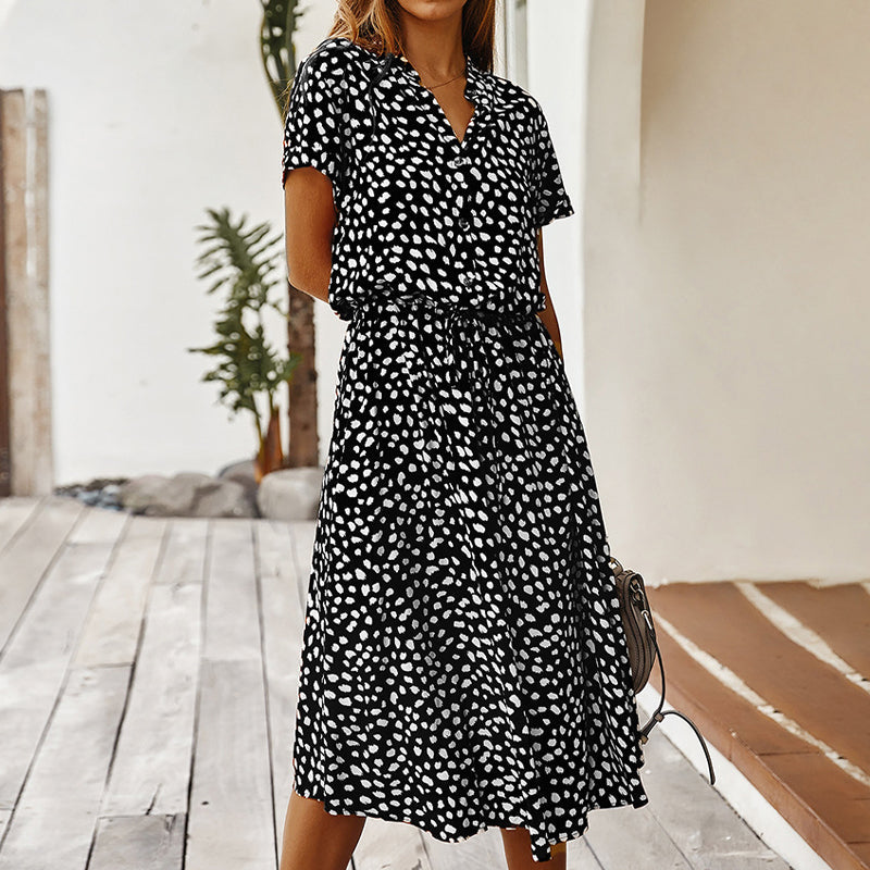 Weißes Kleid mit Leopardenmuster - Lina