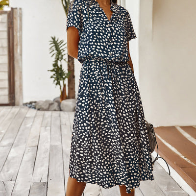 Weißes Kleid mit Leopardenmuster - Lina