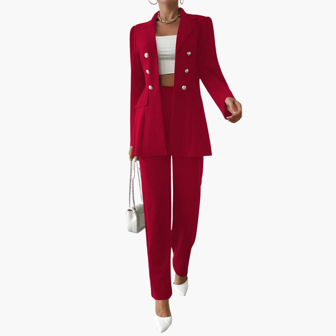 Zweiteiliger Anzug mit Damen - Blazer und geraden Hosen
