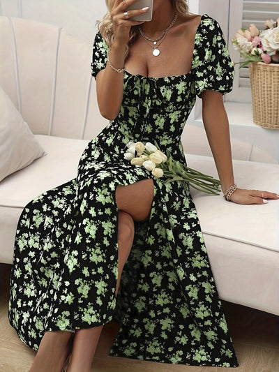 Gelbes Blumenprint-Kleid - Sophie