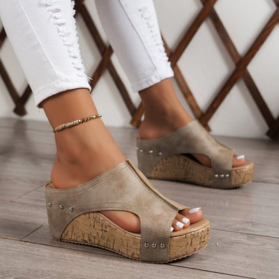 Braune Keilsandalen - Isabella