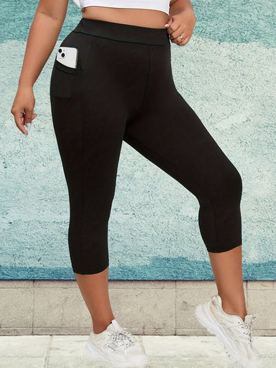 Plus Size Leggings mit Taschen - Schwarz