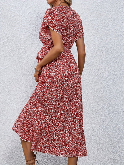 Rosa Wickelkleid mit Blumenmuster - Clara