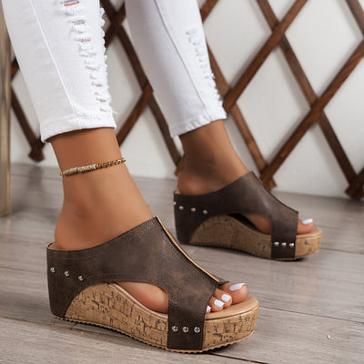 Braune Keilsandalen - Isabella