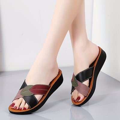 Beige Damen Cross Strap Sandalen - Lara
