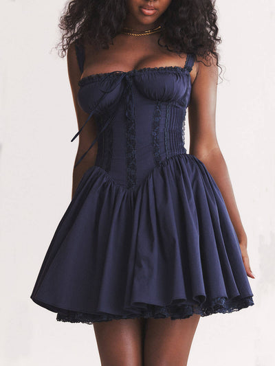 Marineblaues Spitzenkleid - Vanessa