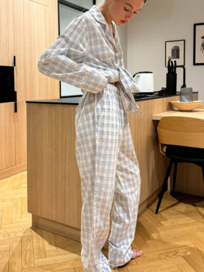 Pyjama-Set in Hellblau-Kariert - Amelie