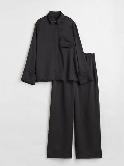 Pyjama-Set in Dunkelblau aus Seide - Marie