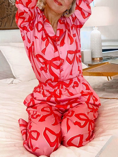 Pyjama-Set in Rosa mit roten Schleifen - Sophie