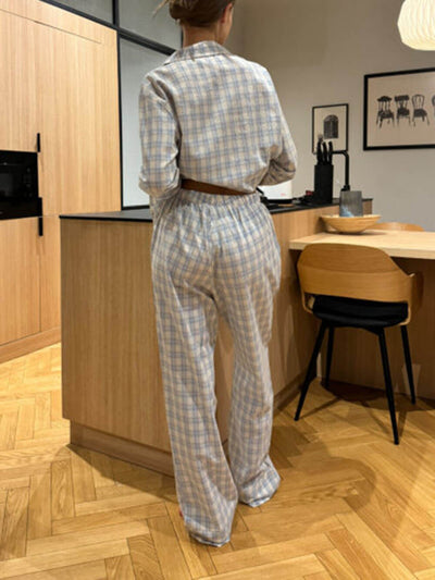 Pyjama-Set in Hellblau-Kariert - Amelie
