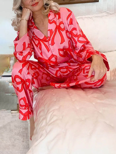 Pyjama-Set in Rosa mit roten Schleifen - Sophie
