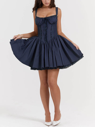 Marineblaues Spitzenkleid - Vanessa