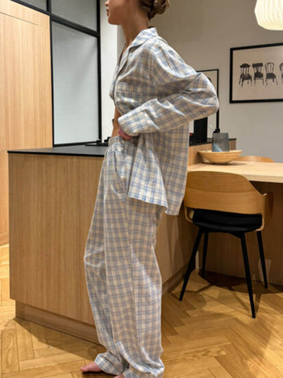 Pyjama-Set in Hellblau-Kariert - Amelie