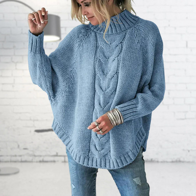 Strick Rollkragenpullover mit Batwing Ärmeln