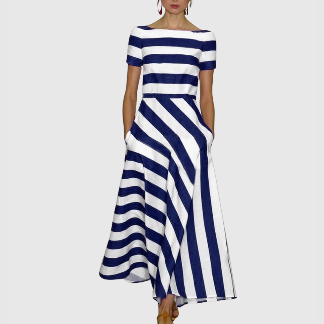 Madeline - Vonda Gestreiftes Off-Shoulder Maxi-Kleid