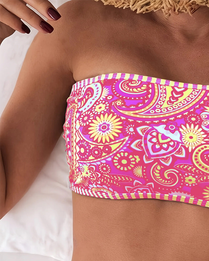 Badeanzug Zwei-Teilig Ethno-Stil Bedruckt