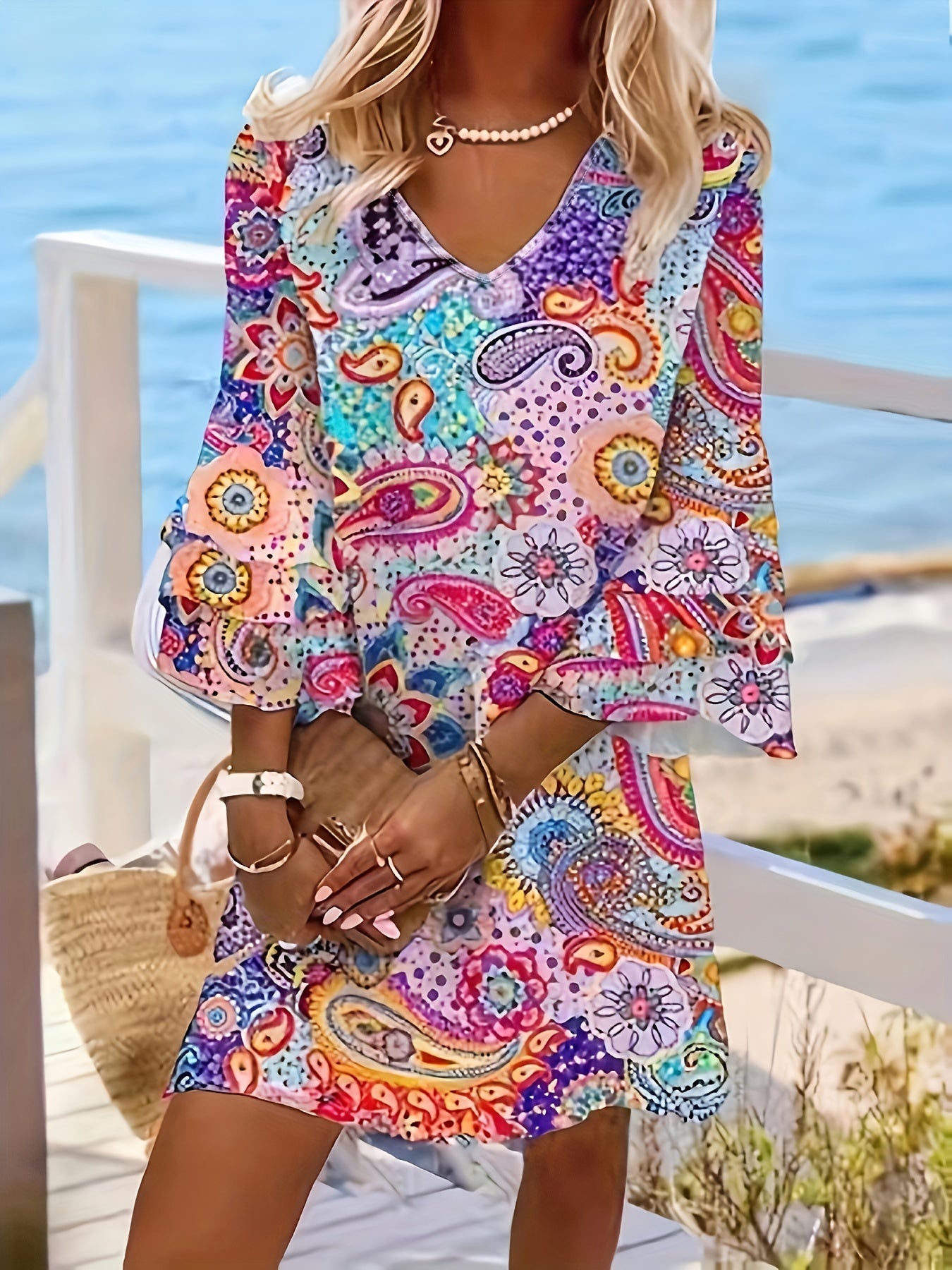Buntes Boho-Kleid mit Paisleymuster - Mia