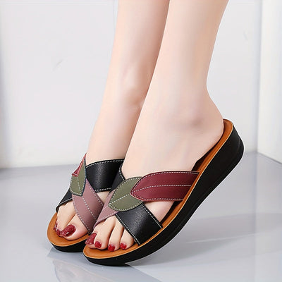 Beige Damen Cross Strap Sandalen - Lara