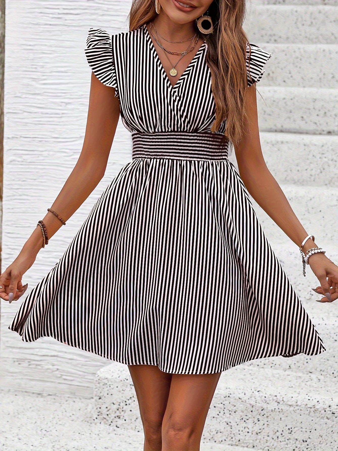 Hellblaues Streifen-Sommerkleid - Sophia