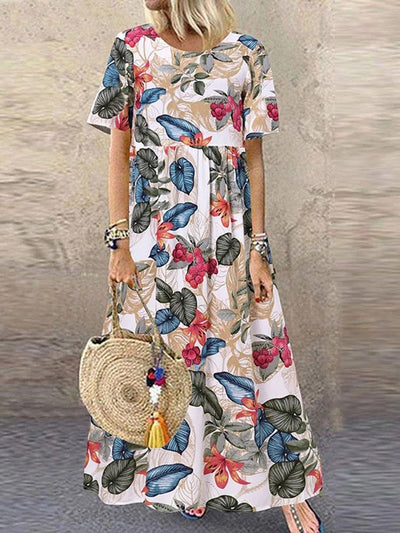 Langes Sommerkleid Weiß - Marlene