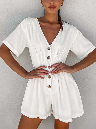 Stilvoller Weißer Kurz-Jumpsuit