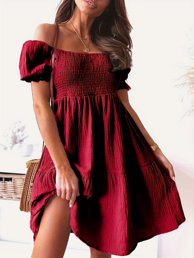 Beiges Off-Shoulder Kleid - Clara