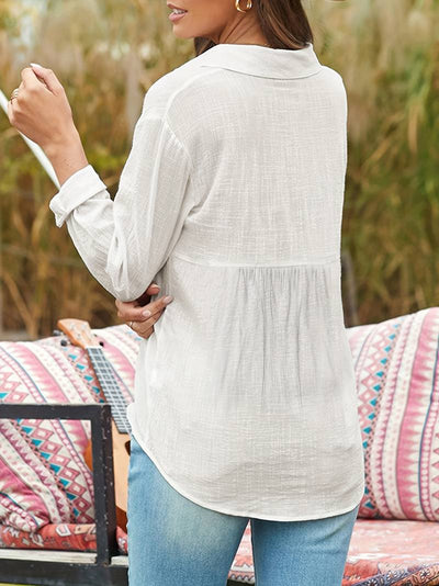 Weiße Leinen shirt - Amelia