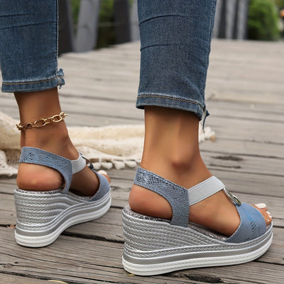 Blaue Wedge-Sandaletten - Laura