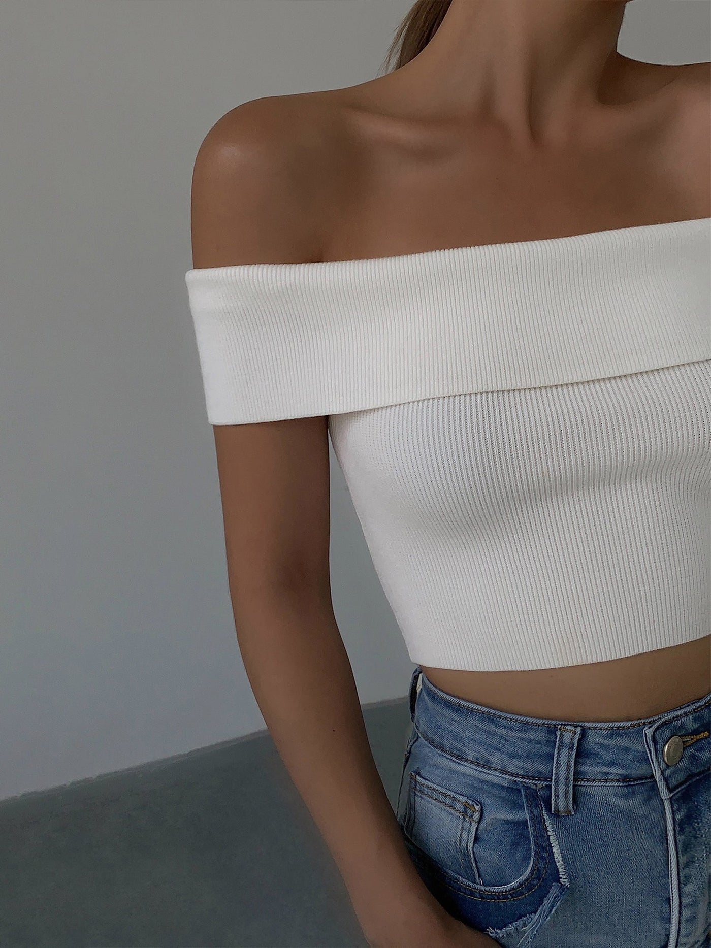 Everly | Off-Shoulder-Strickoberteil