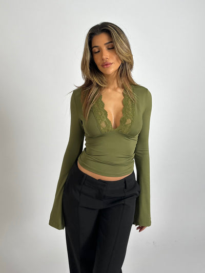 Roxana | Langärmliges Oberteil mit Spitze – Feminine Eleganz für Jeden Anlass