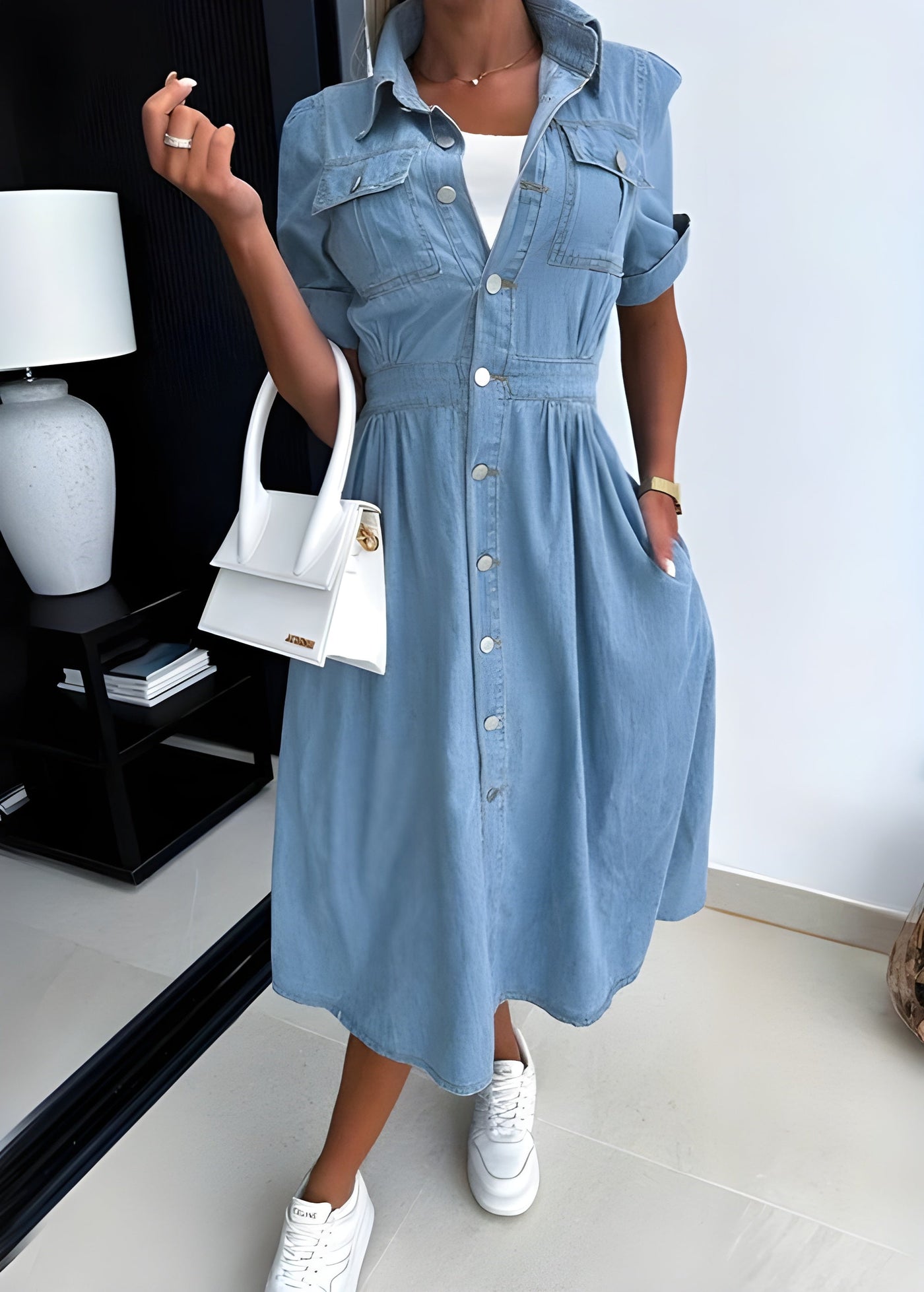 Zara - Elegantes Denim-Kleid