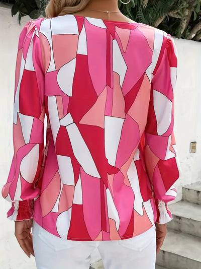 Georgina  |  Colorblock-Bluse mit V-Ausschnitt