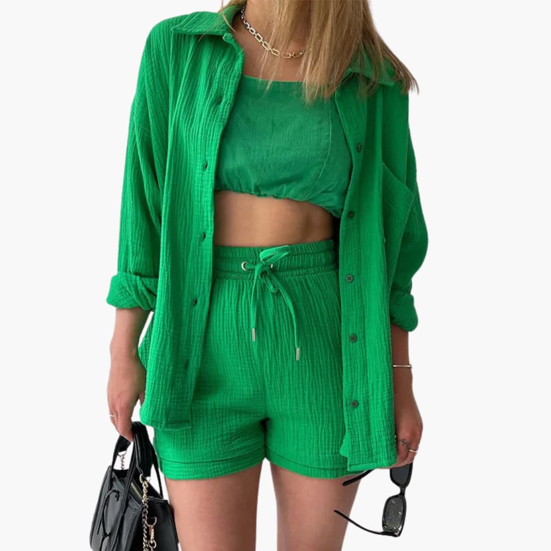 Zweiteiliges Set mit Shorts für Damen - lässiger Sommerlook