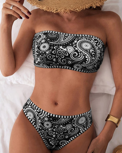 Badeanzug Zwei-Teilig Ethno-Stil Bedruckt