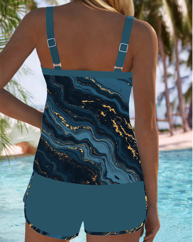 Badeanzug Trägerlos Bedruckt Casual Zweiteilig