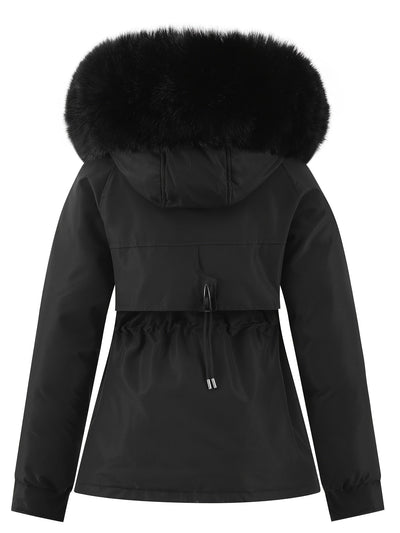Lässige Windjacke mit Kapuze und abnehmbarem Kunstfell